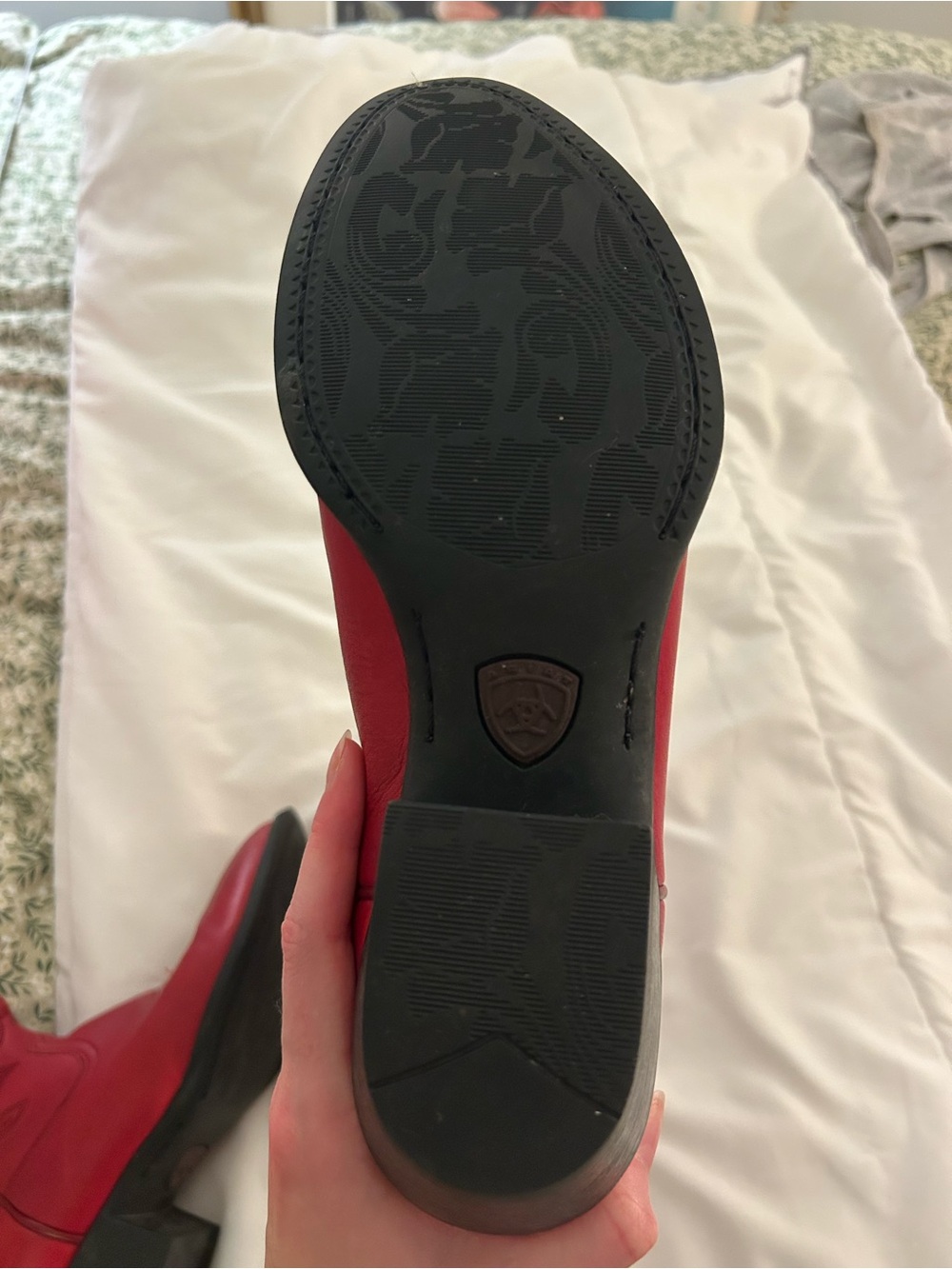 Red Ariat Women’s Cowboy Boots - Embroidered Mid-Calf Style - Picture 10 of 11